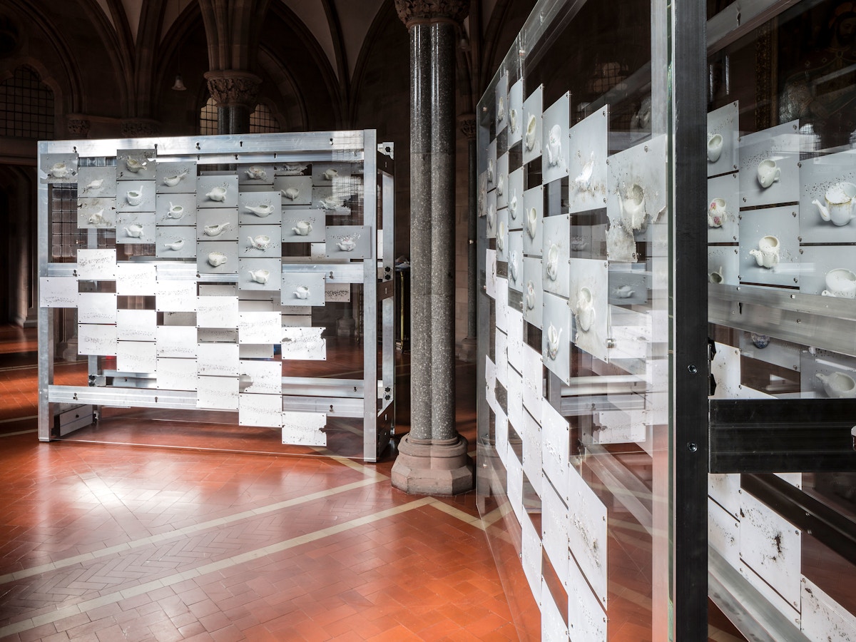 Details of an exhibition space.