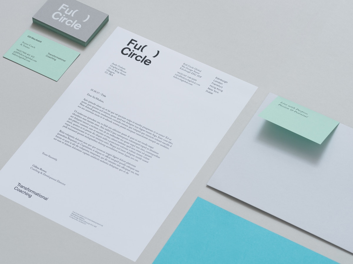 Full Circle Stationery. Business cards, letter and envelopes.