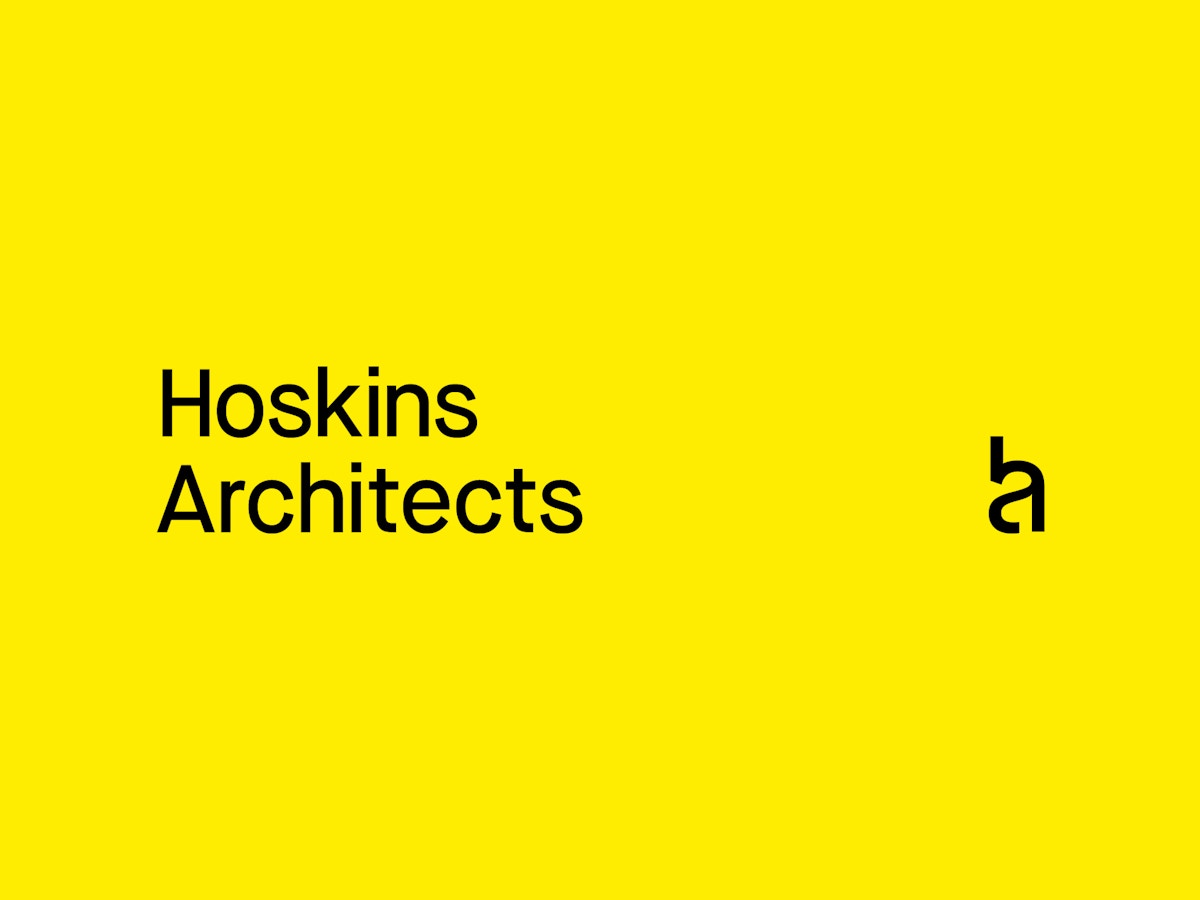 Text that reads "Hoskins Architects" in black on a yellow background.