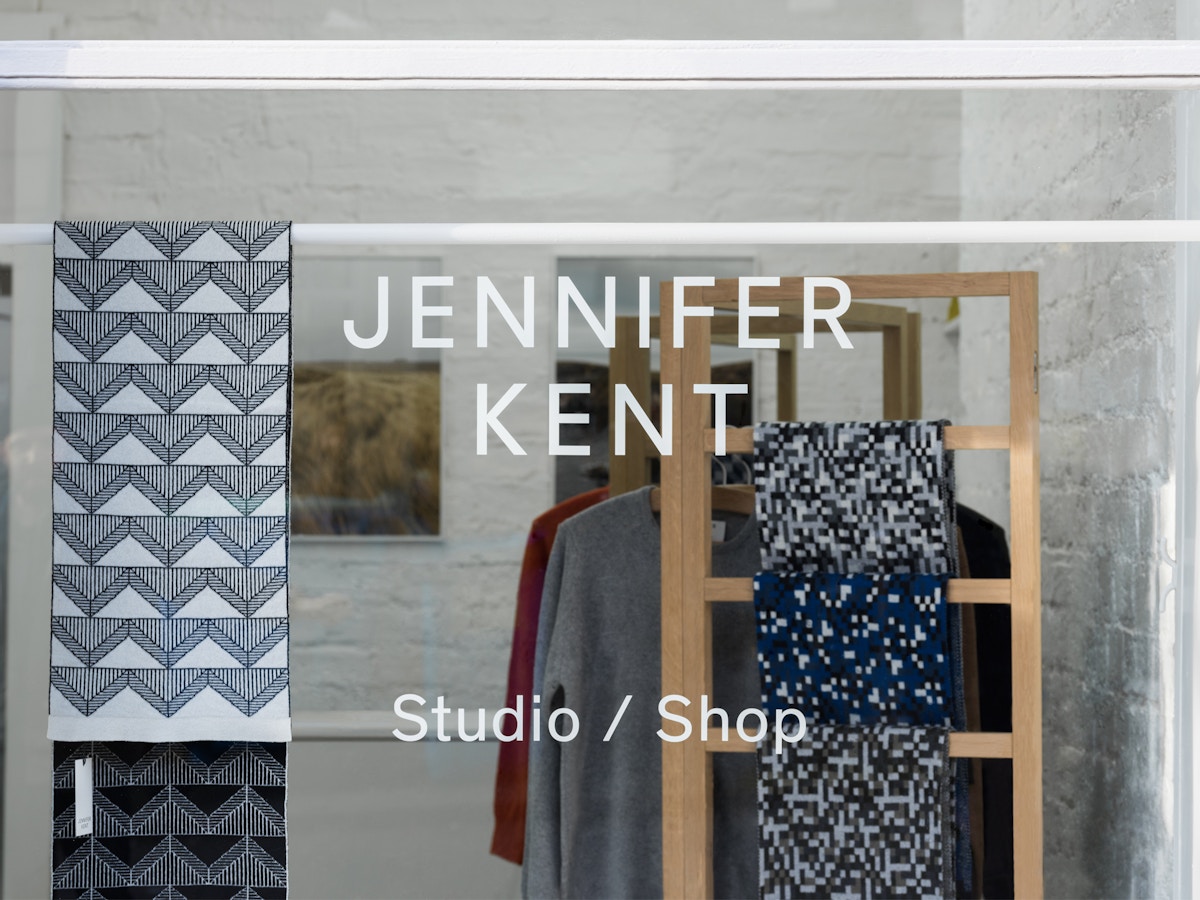 A shop front with white vinyl on the window that reads "Jennifer Kent, Studio/Shop"