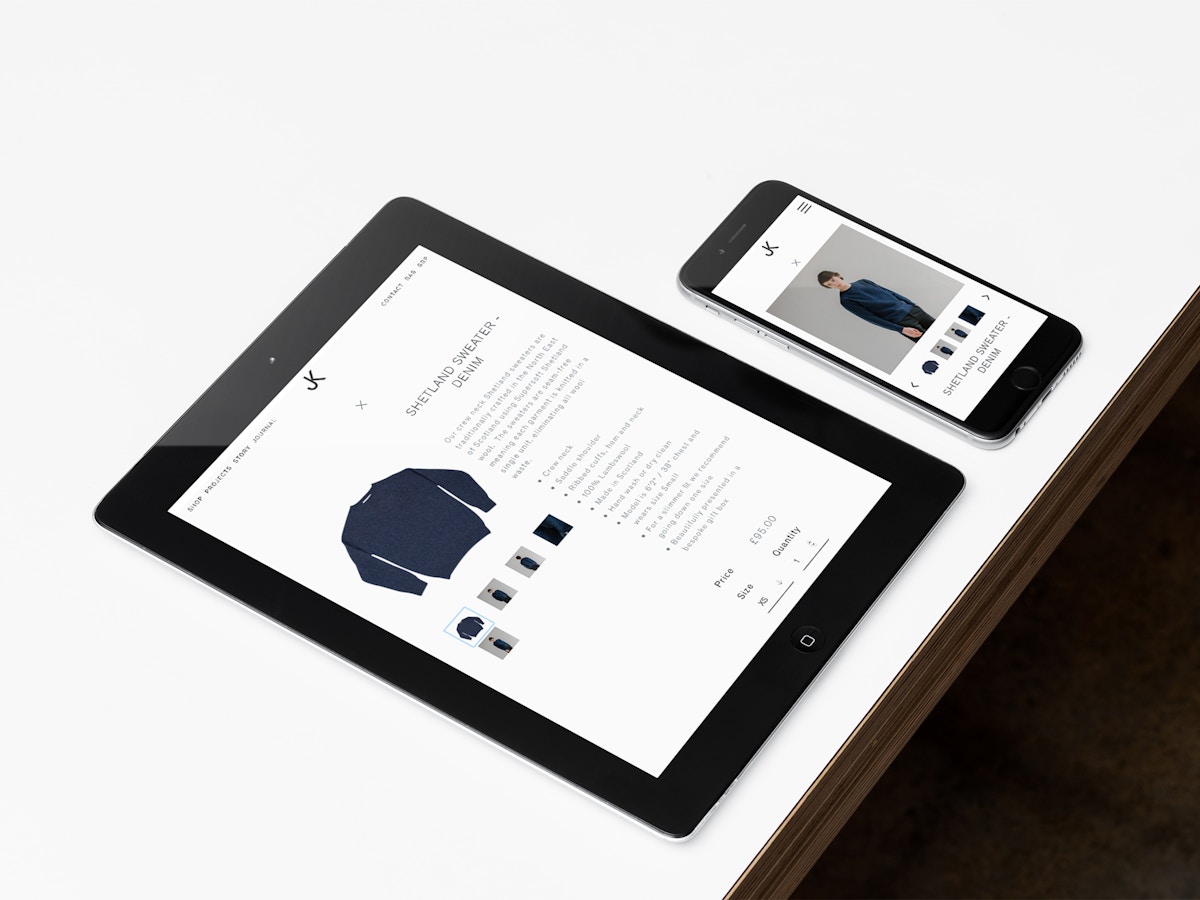 Mock up of the Jennifer Kent website shown on an iPad and iPhone sitting on a white tabletop.