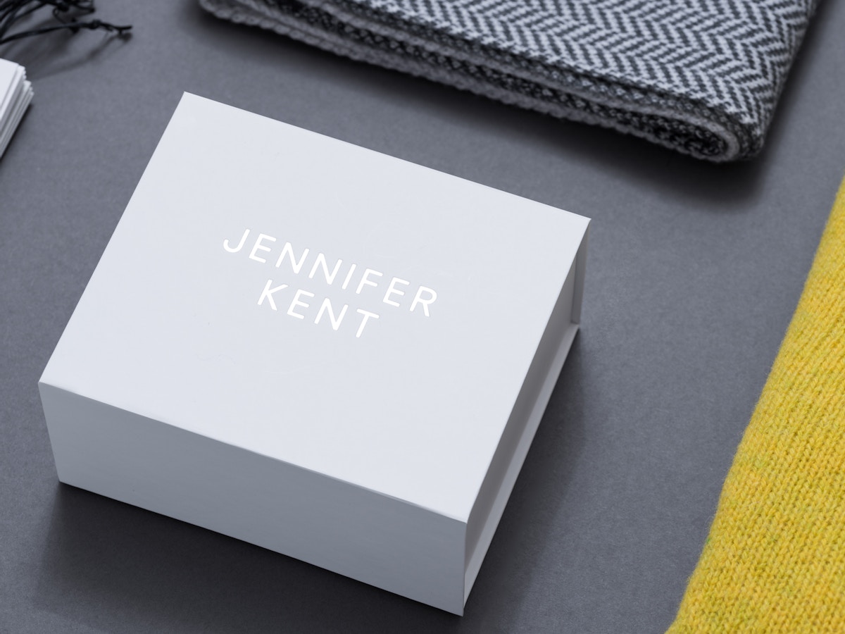 A white box with lettering in white that reads "Jennifer Kent".