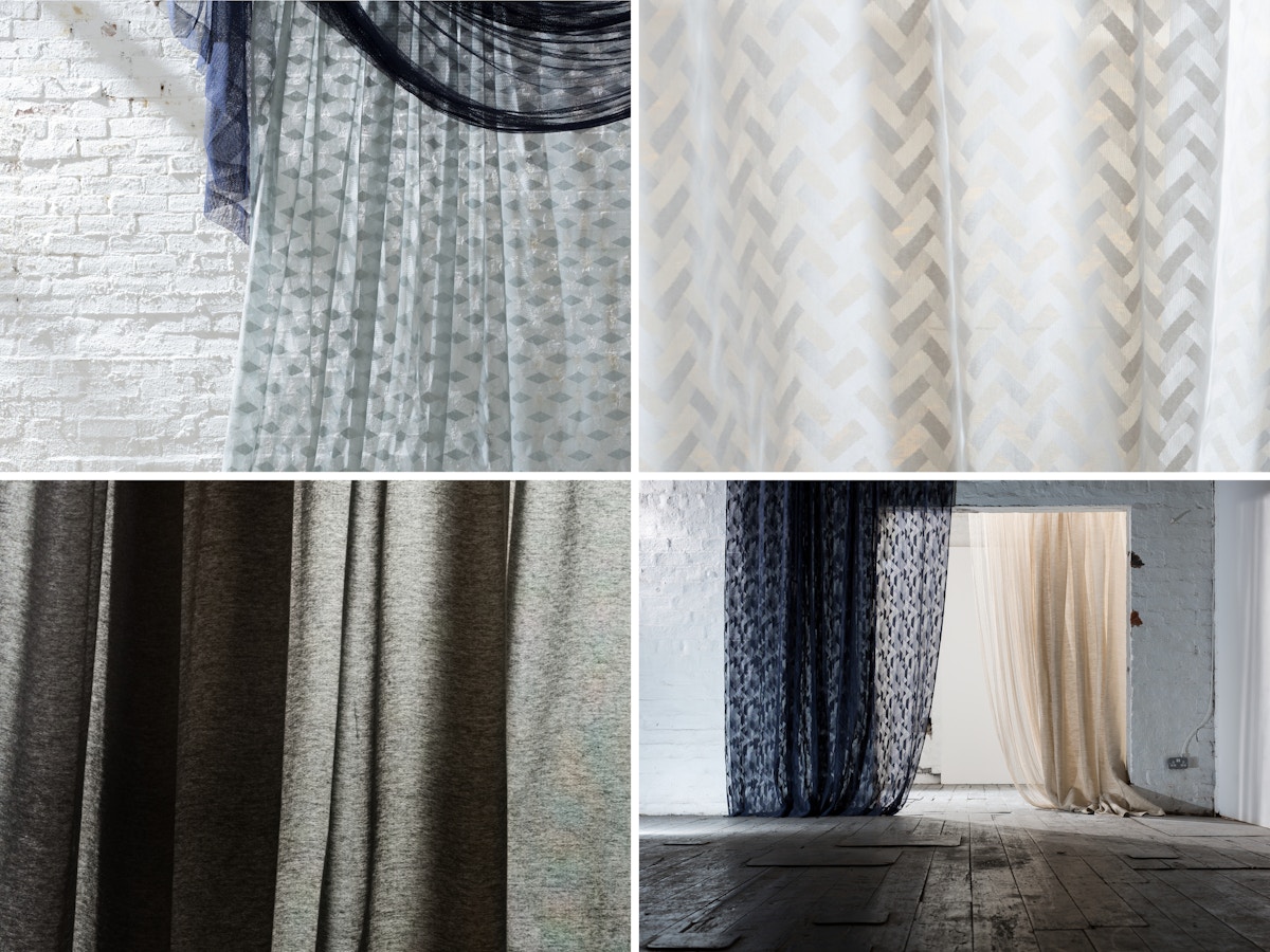 A grid of four showing different variations of lace fabric.