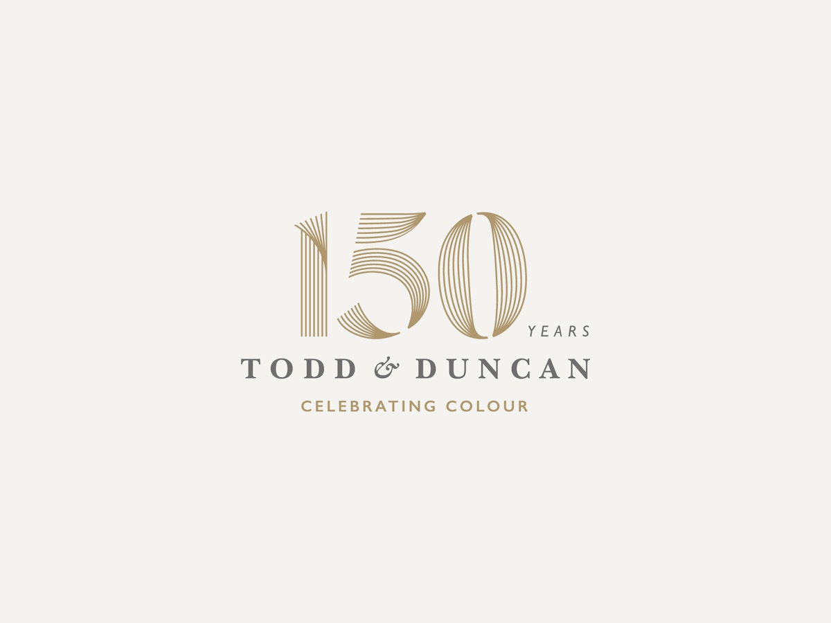 A logo that reads "150 years" "Todd & Duncan" "Celebrating Colour"